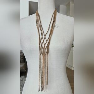 Free People Tan Multi-Strand Tassel Necklace